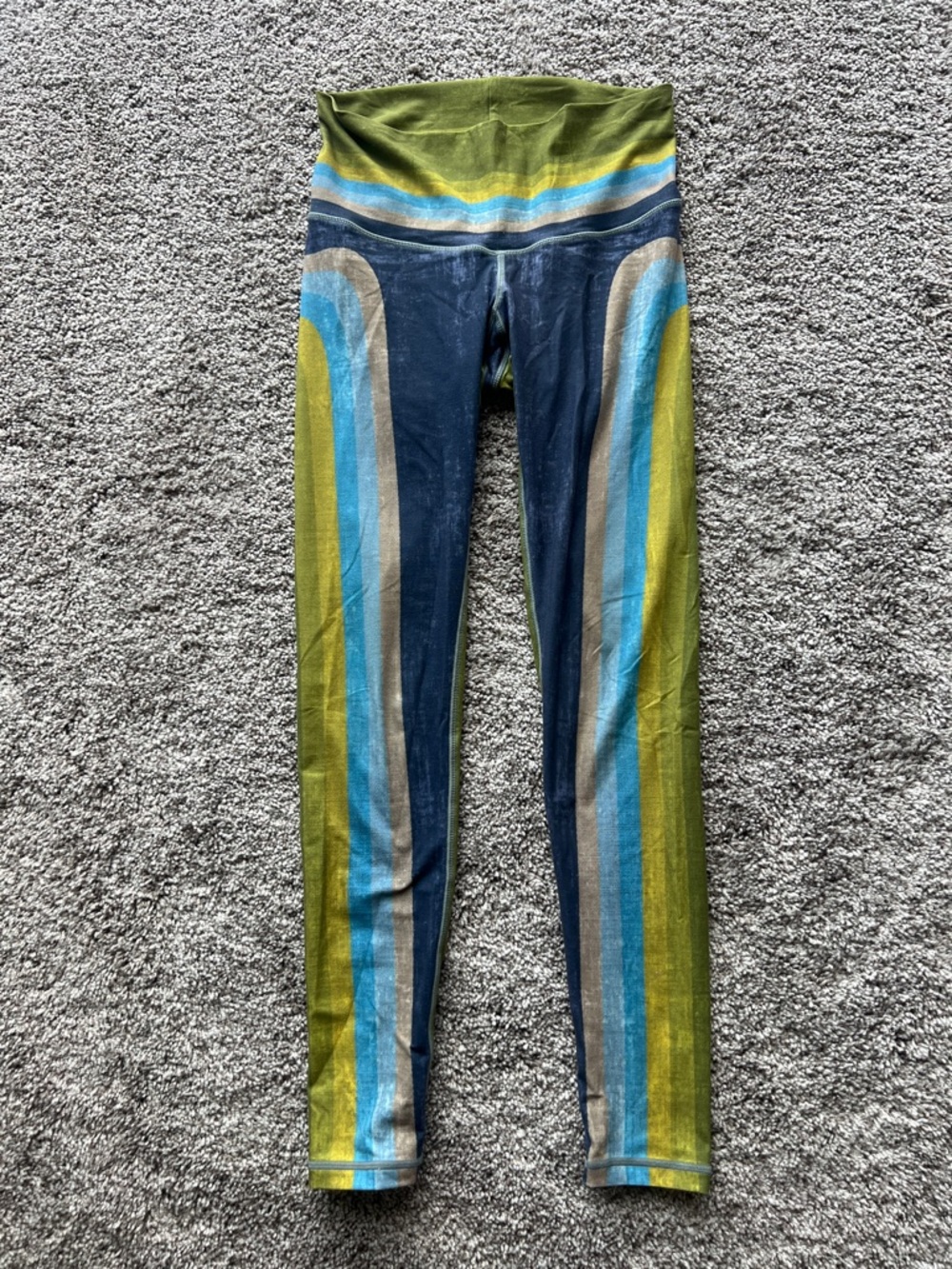 Niyama Sol Olive, Navy & Teal Striped High-Waist Leggings